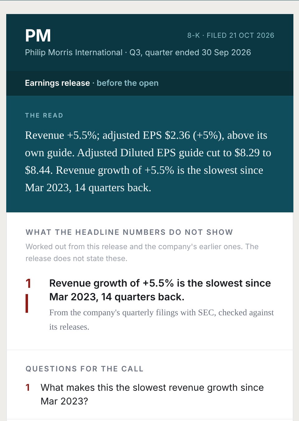 The top of a Release Watch email for Philip Morris